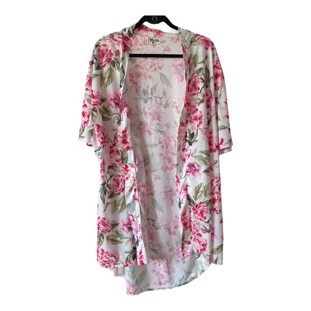 Show Me Your‎ Mumu Cardigan Robe Kimono Rose Floral Pink Garden Bloom OS